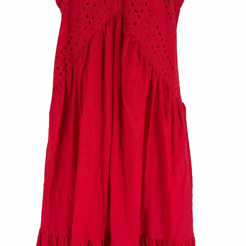 Super Natural by Secret Mission Daniella Cotton Eyelet Dress Red Size S - Picture 7 of 15